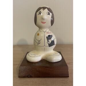 1993 VTG 5.5” Rock Heads “The Nurse” Career Companions Figurine w Wood Base